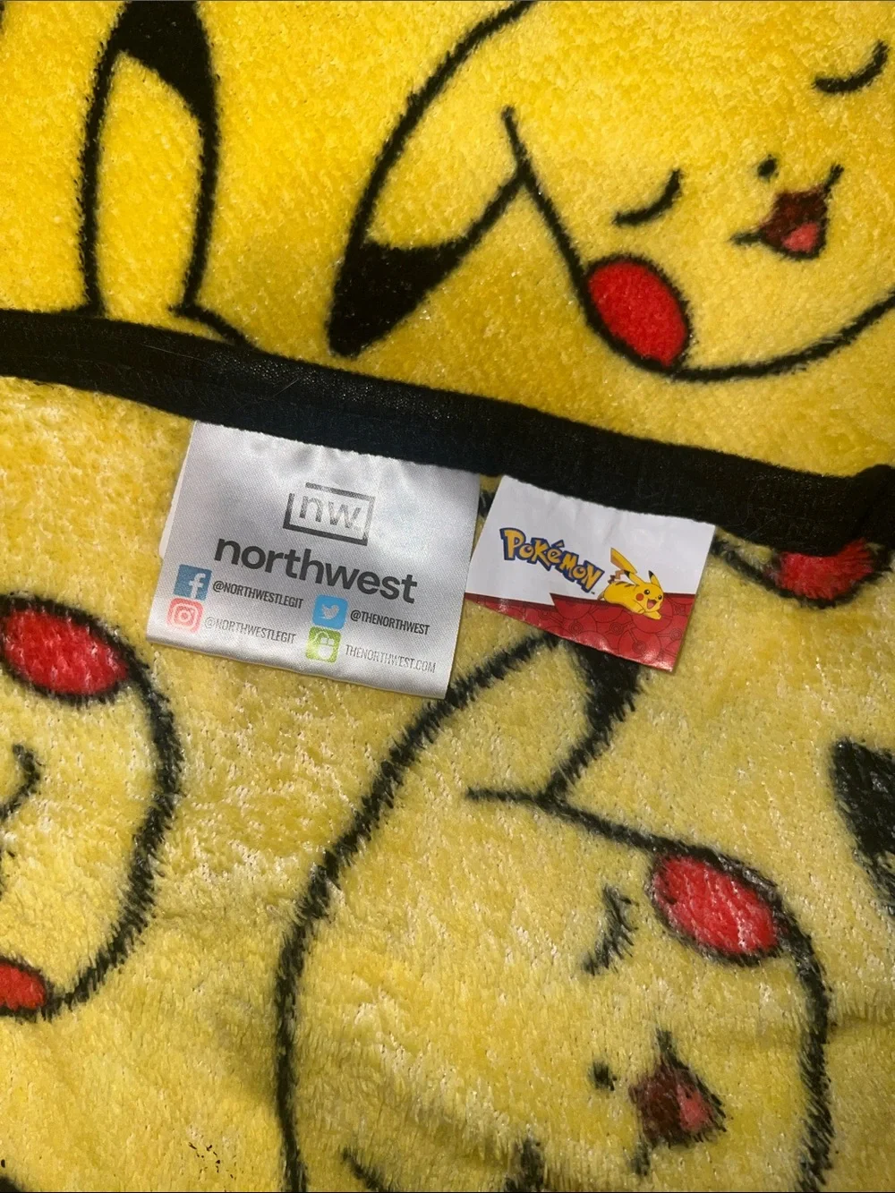 Northwest Yellow Pikachu Face Plush Throw Blanket